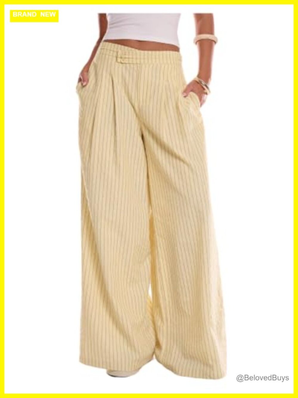 WDIRARA Striped Wide Leg Palazzo Trousers Casual Dressy Pants